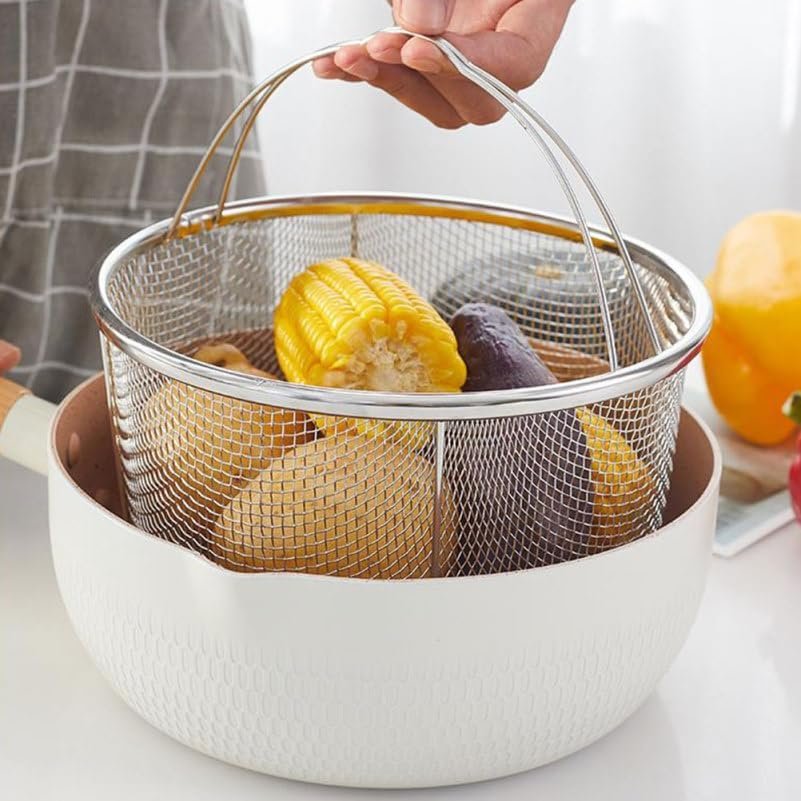 Portable Stainless Steel Frying Basket with Handle Image 3