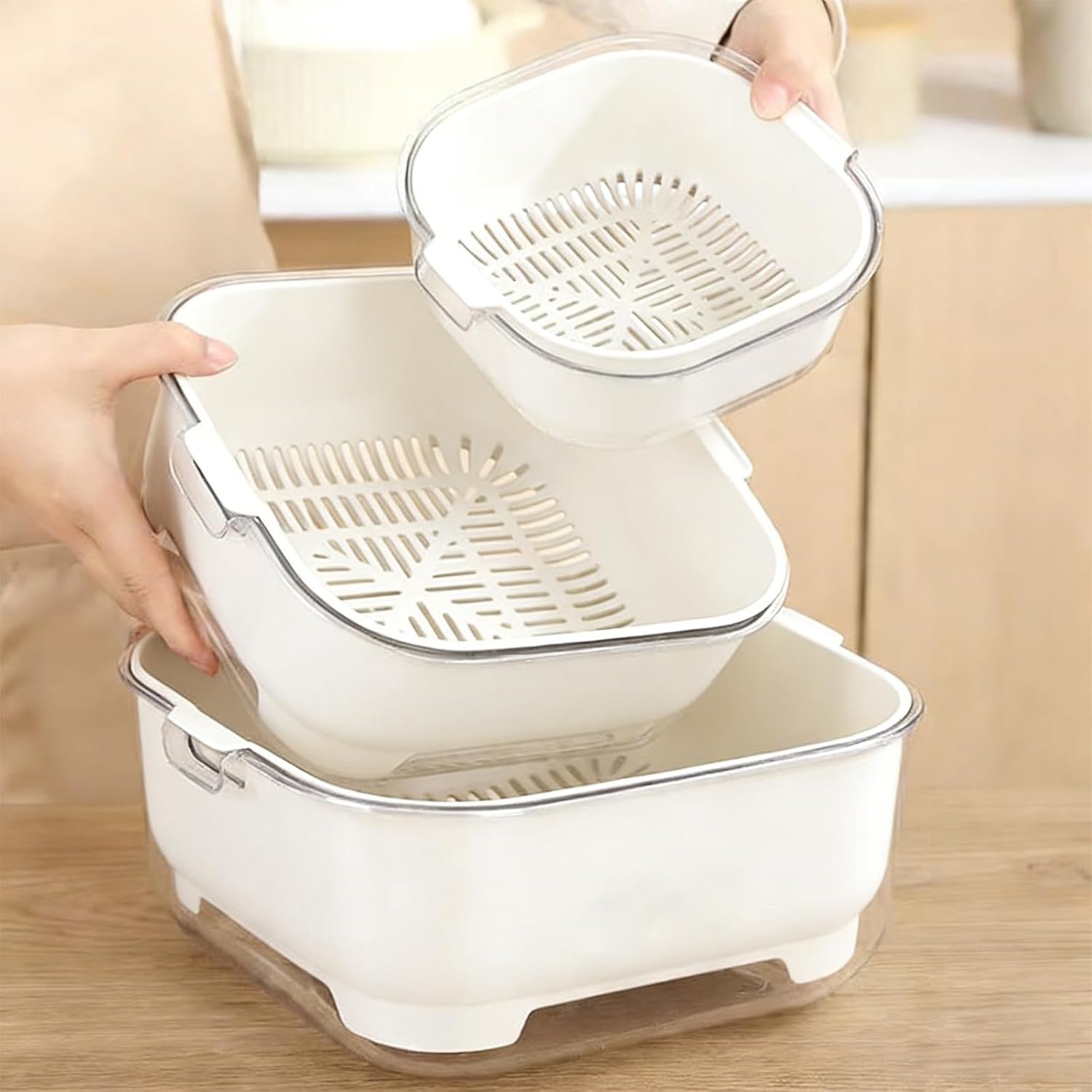 Large capacity food draining basket