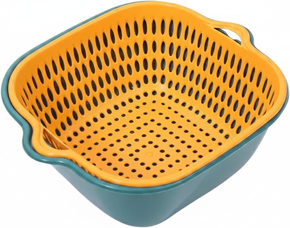 Plastic fruit and vegetable washing and draining basket