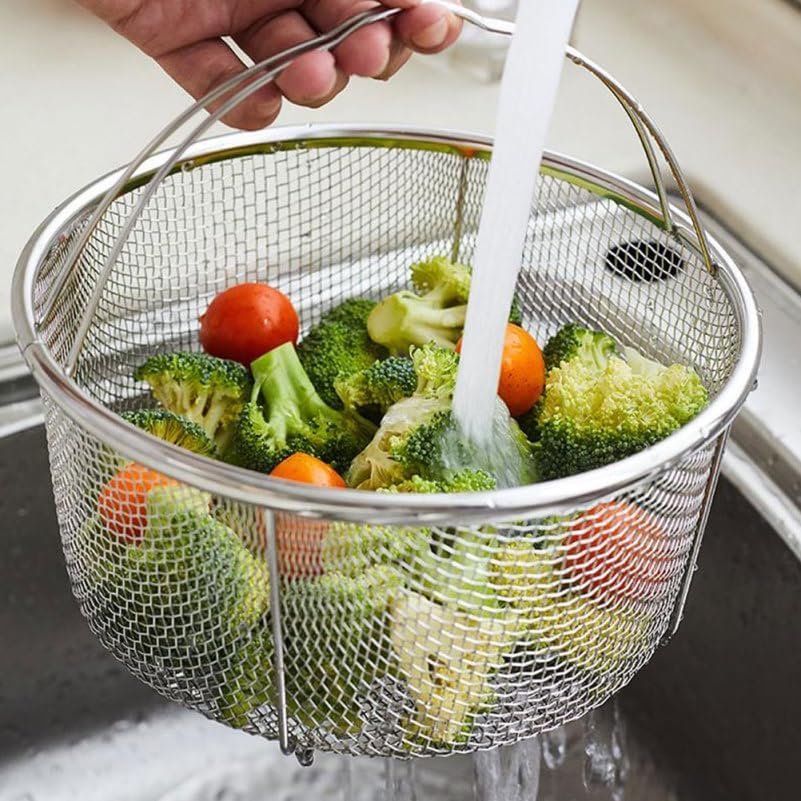 Portable Stainless Steel Frying Basket with Handle