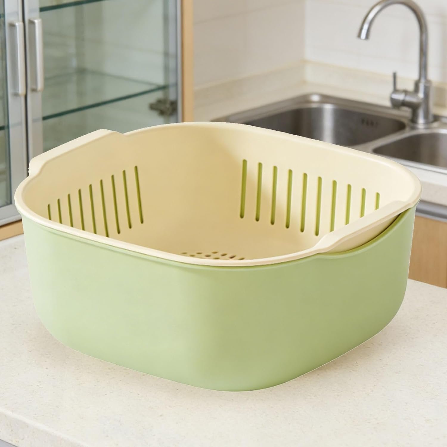 Thickened double layer plastic basket Image 3