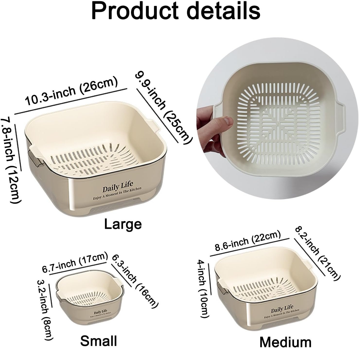 Large capacity food draining basket Image 2