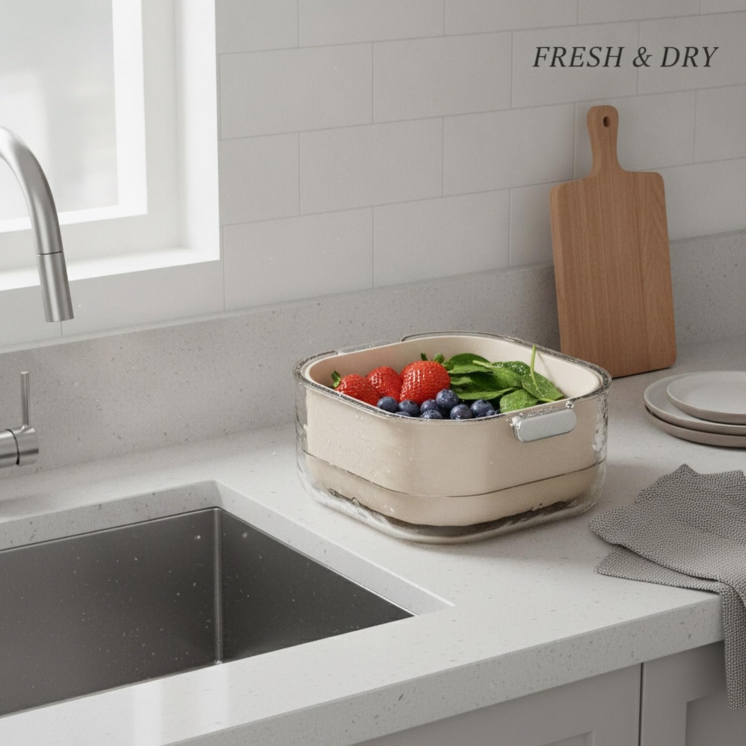 Stackable plastic draining basket Image 2