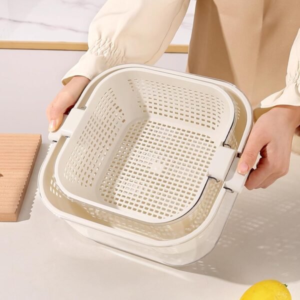 Double layer draining basket set
