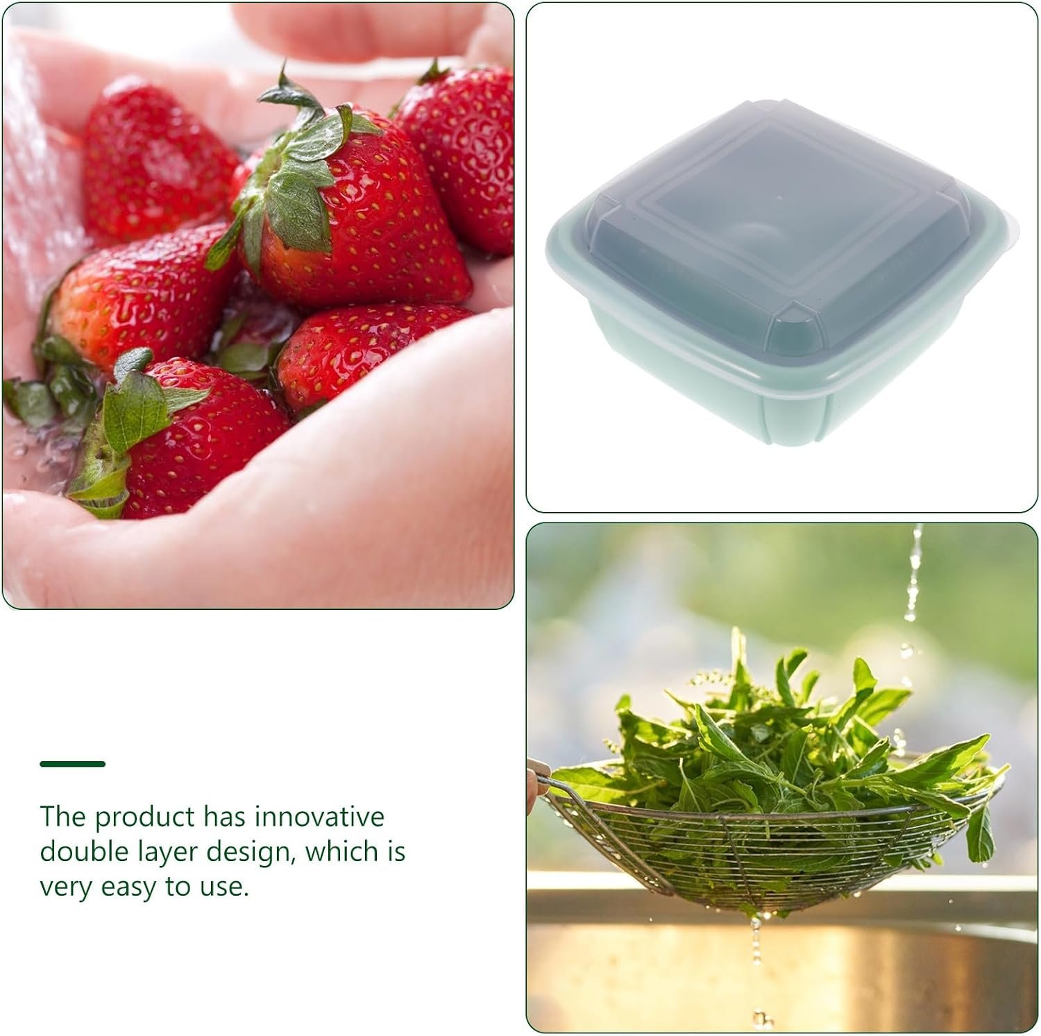 Multifunctional double layer plastic draining basket Image 2