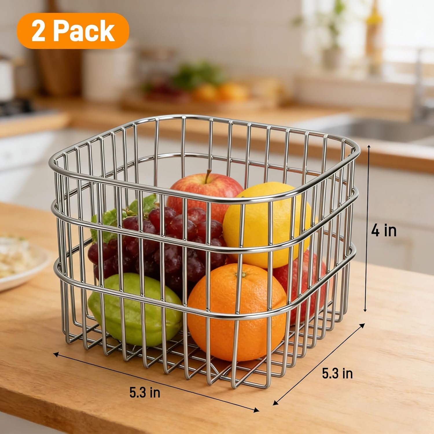Stainless Steel Wire Fruit Basket Image 2