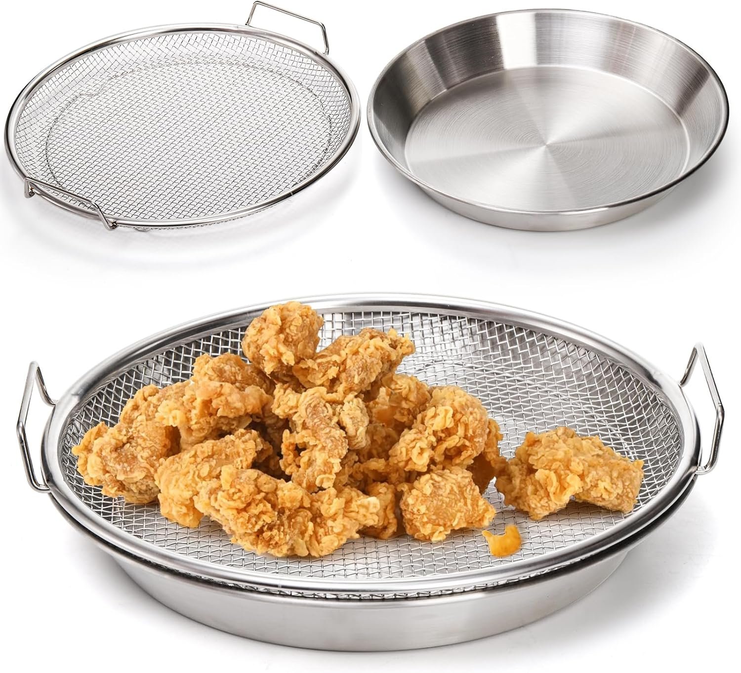 Stainless steel frying draining basket