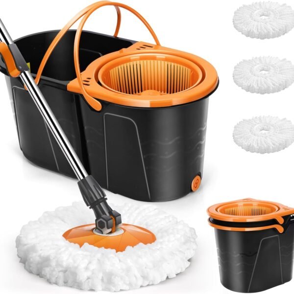 Spin mop bucket set with wringer