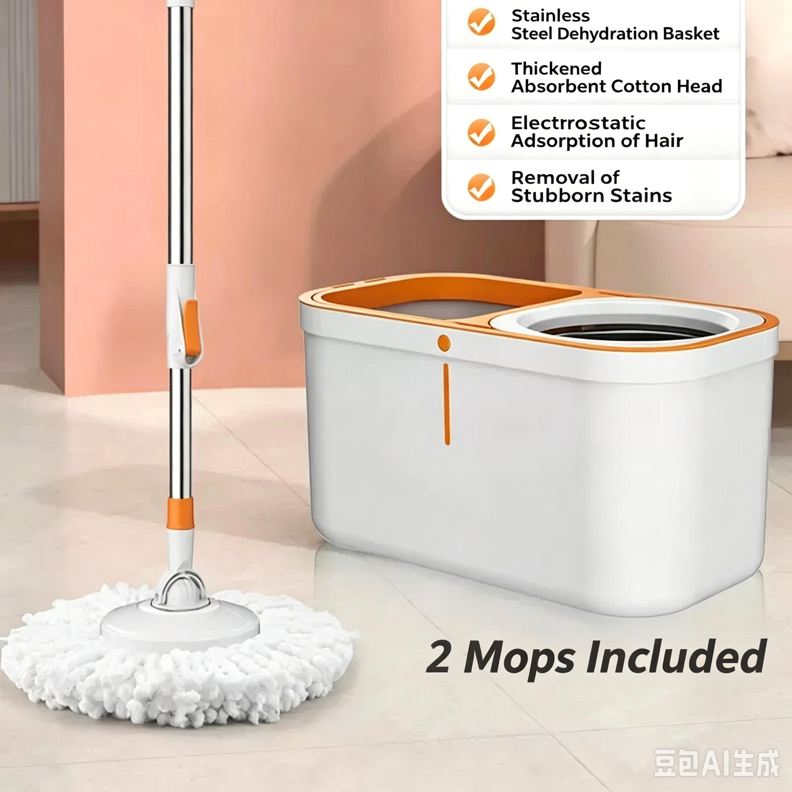 Spin mop bucket set with wringer Image 5