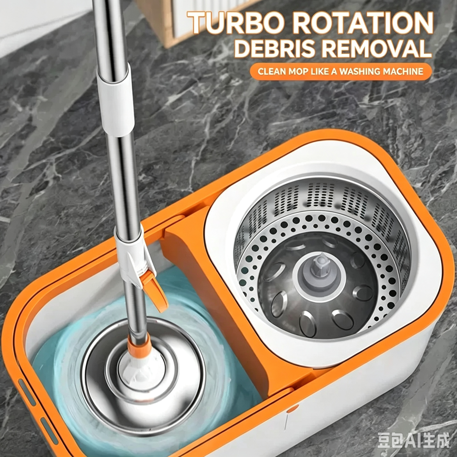 Spin mop bucket set with wringer Image 6