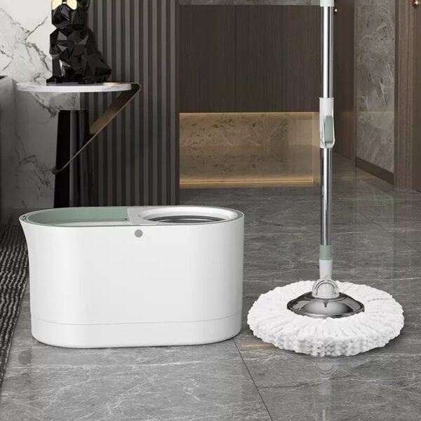 Mop bucket set with separate clean water and waste water collection tanks